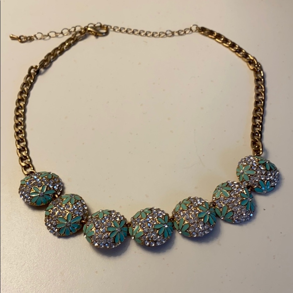 Floral and rhinestone necklace